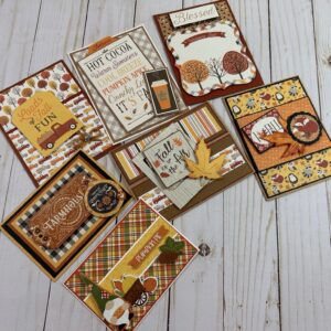 Handmade set of 7 Autumn themed  cards