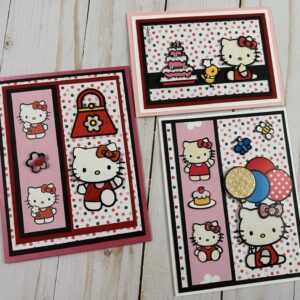 Handmade set of 3 Hello Kitty cards